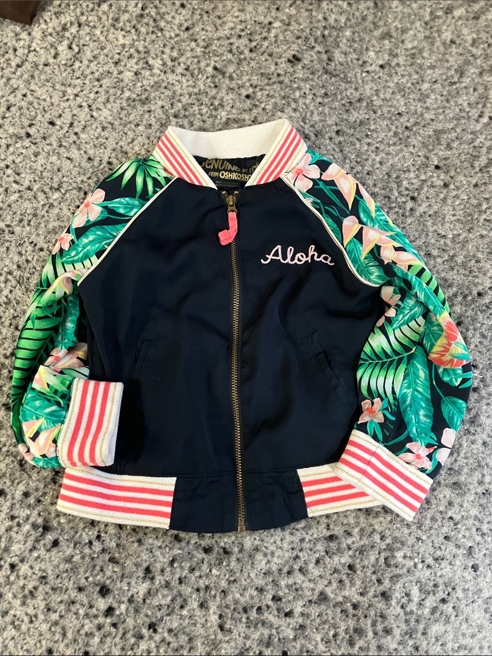 OshKosh Aloha Floral Sleeve Bomber Jacket